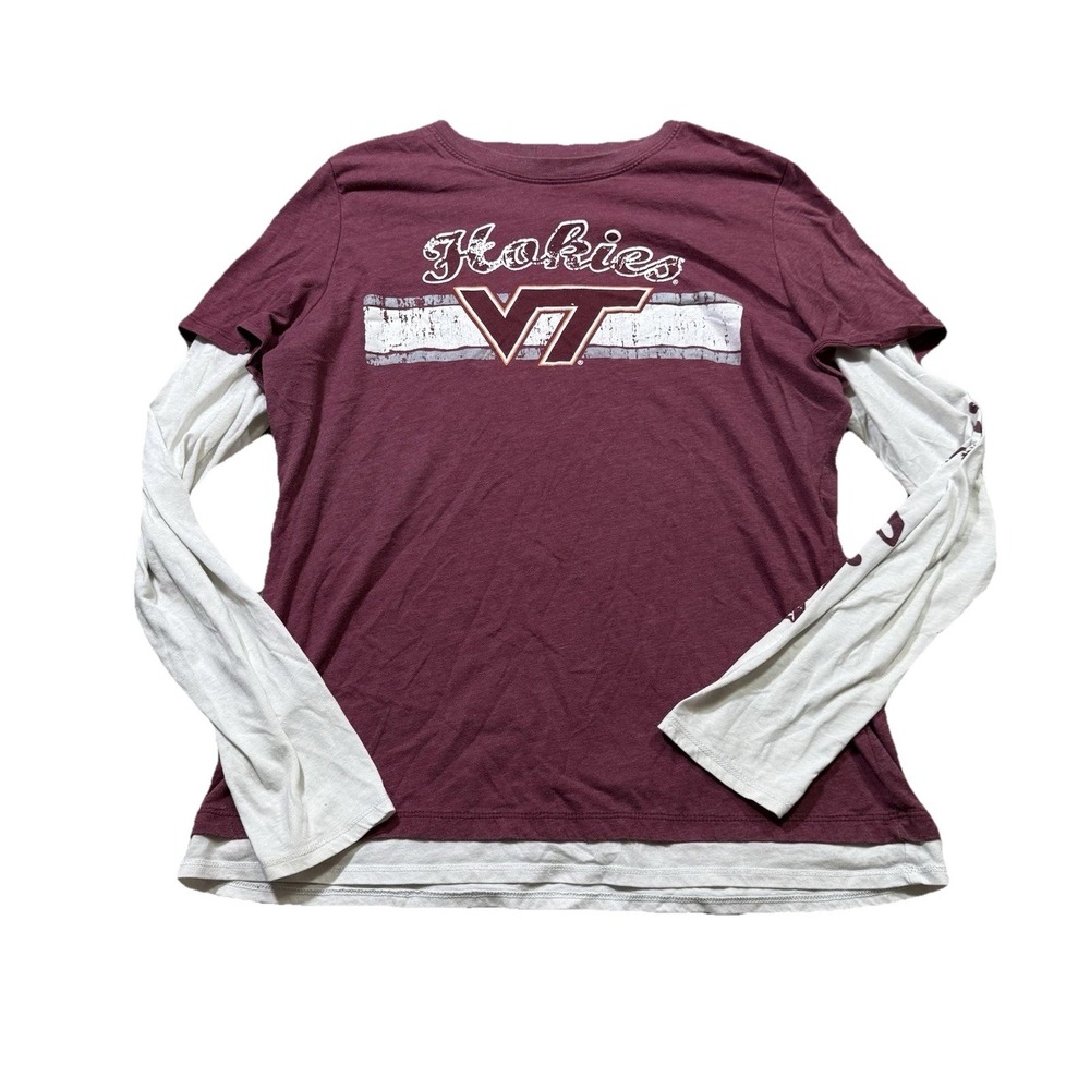 Virginia Tech Hokies T Shirt Long Sleeve Graphic NCAA Football Skater Y2K M‎